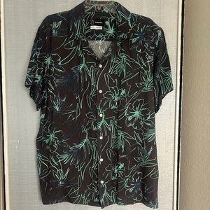 Black and Green Casual Button Down Shirt